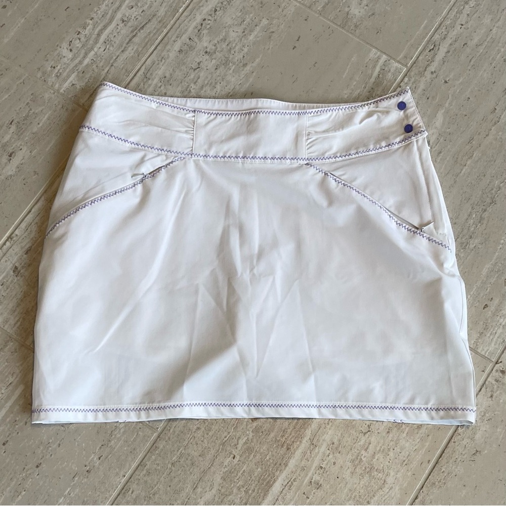 Antigua White Skort with Purple Topstitching